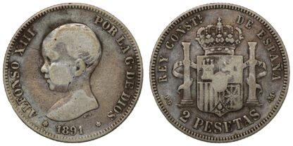 1891 2 Pesetas