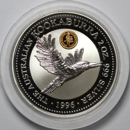 1996 Australian Kookaburra Gold Ducat Privy Mark 2oz Silver Specimen Coin - Image 2