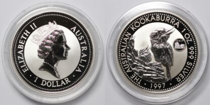 1997 Australian Kookaburra 1oz Silver Coin Italy Privymark European Country - Image 2