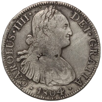 Mexico Spanish Colony 1804-TH 8 Reales KM# 109 Chopmarked World Silver Coin - Image 2