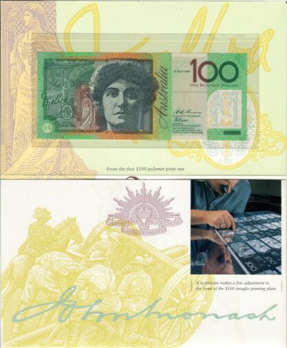 Australia 1996 $100 Banknotes First & Last First Day of Issue Embossed Folder - Image 3