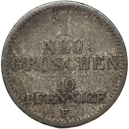 German States Saxony-Albertine 1856-F Neu-Groschen/10 Pfennig World Silver Coin - Image 3