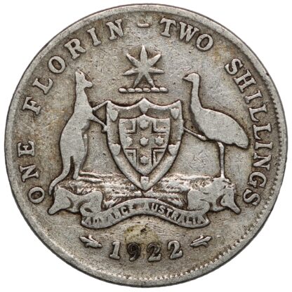 Australia 1922(m) Florin George V Melbourne Mint Sterling Silver Coin - Image 3