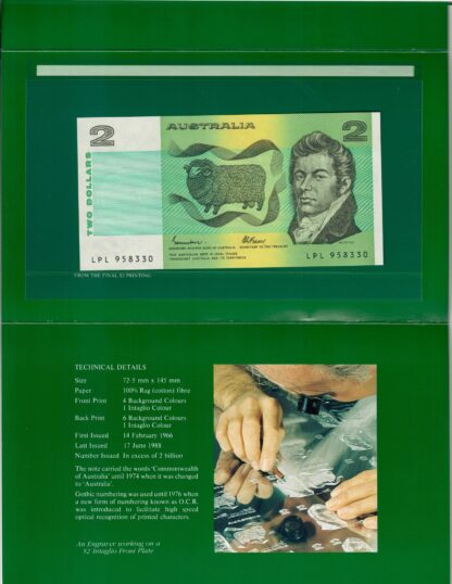 1988 Last $2 Note Final Print Run Prefix LPL RBA Collector Folder & Envelope - Image 2