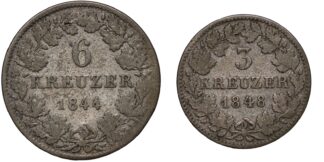 Baden 1844 6 Kreuzer 1848 3 Kreuzer