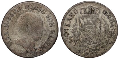 Lot of 2 Coins German States Bavaria 1807 & 1808 6 Kreuzers KM# 686 Silver - Image 2