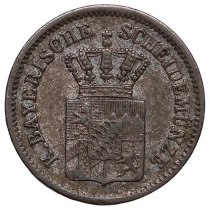 German States Kingdom of Bavaria 1866 1 Kreuzer KM# 873 World Silver Coin - Image 2