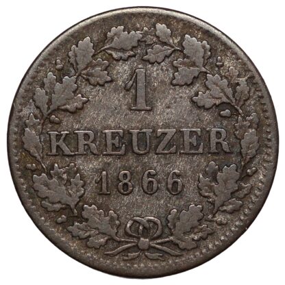 German States Kingdom of Bavaria 1866 1 Kreuzer KM# 873 World Silver Coin - Image 3