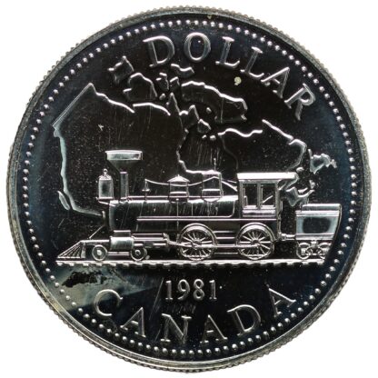 Canada 1981 Silver Dollar $1 100th Anniversary Trans-Canada Railway KM# 130 - Image 3