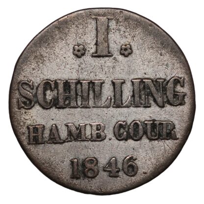 German States Free Hanseatic City of Hamburg 1846 1 Schilling KM#566 Silver Coin - Image 3