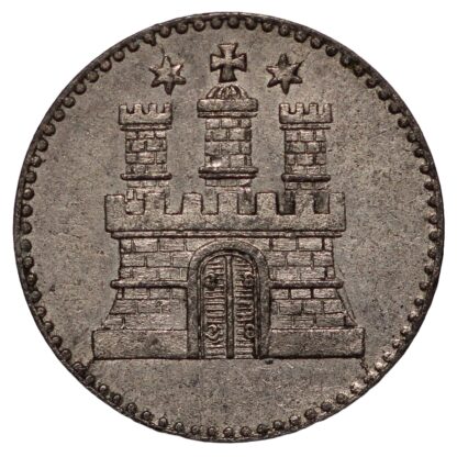 German States Free Hanseatic City of Hamburg 1855 1 Dreiling KM# 582 Silver Coin - Image 2