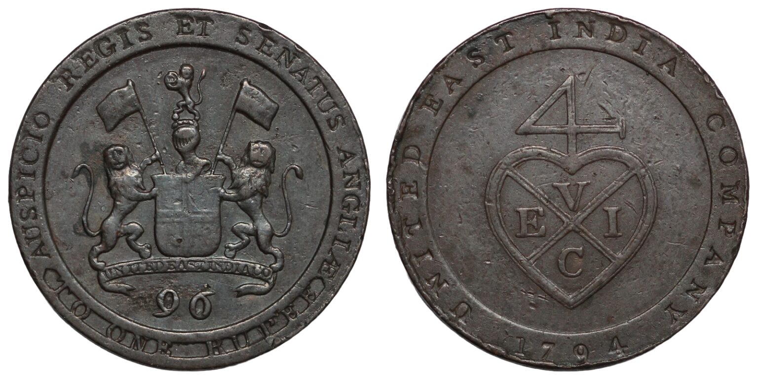 Dub Coin India-British Madras Presidency 1794 1/96 Rupee (1/2 Dub) KM# 392 ...
