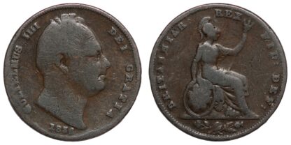 Lot of 2 Great Britain William IV Farthing 1831 & 1836 S-3848 World Copper Coins - Image 3