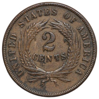 United States USA 1869 Shield Two Cent Piece 2C World Bronze Coin - Tougher Date - Image 3