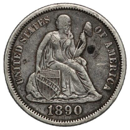 United States USA 1890 Liberty Seated Dime 10C Philadelphia Mint Silver Coin - Image 2