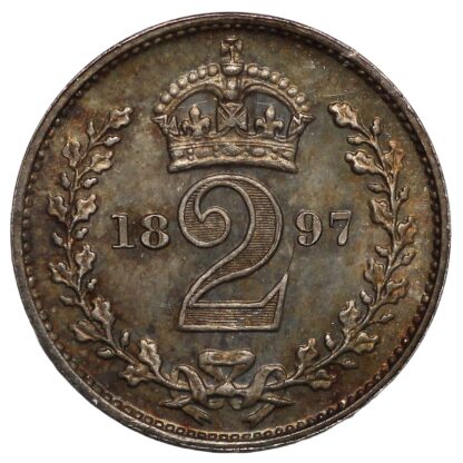 Great Britain 1897 Maundy Twopence 2D Victoria S-3946 Prooflike Silver Coin - Image 3