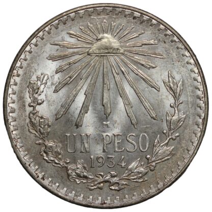 Mexico 1934 1 Peso KM# 455 World Silver Coin - Image 3