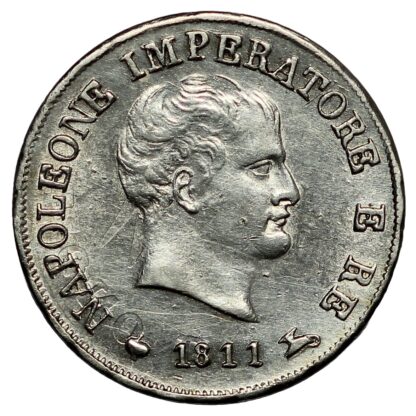 Italian States Kingdom of Napoleon 1811-M 10 Soldi C# 6.1 World Silver Coin - Image 2