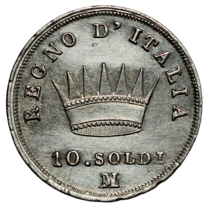 Italian States Kingdom of Napoleon 1811-M 10 Soldi C# 6.1 World Silver Coin - Image 3