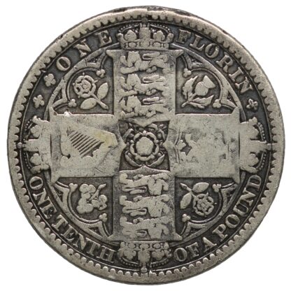 Great Britain 1849 Godless Florin Victoria S-3890 Silver Coin - Rare - Image 3