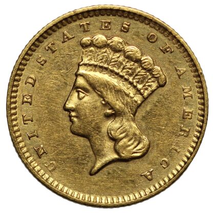 United States 1856 Slanted 5 Gold Dollar G$1 Type 3 Indian Princess Large Head - Image 2