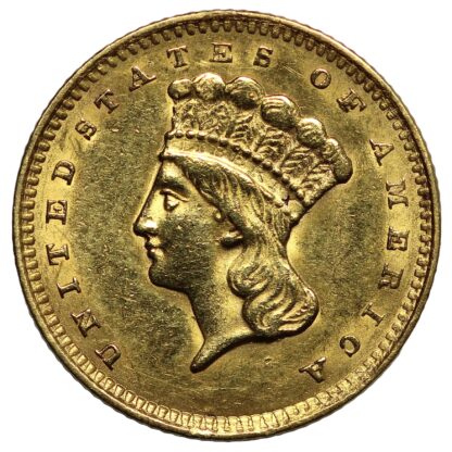 United States 1857 G$1 Gold Dollar Type 3 Indian Princess Large Head - Image 2