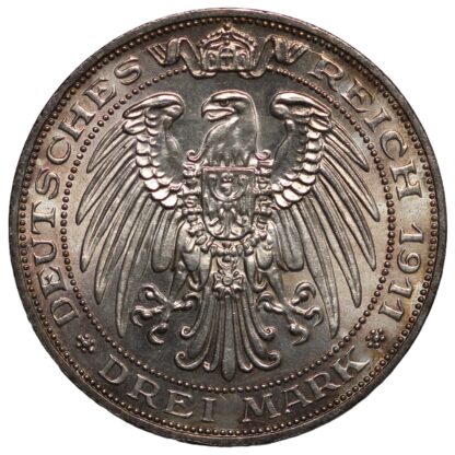 German States Prussia 1911-A 3 Mark KM# 531 University Breslau World Silver Coin - Image 3