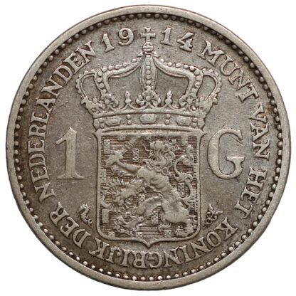 Netherlands 1914 1 Gulden KM# 148 Wilhelmina I World Silver Coin - Image 3