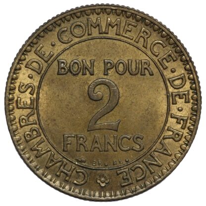 France 1925 2 Francs KM# 877 Chamber of Commerce Aluminium-Bronze Coin - Image 3