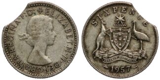 1957 Sixpence Clipped Error