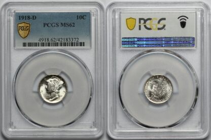 PCGS Graded MS62 United States 1918-D Mercury Dime 10C Silver Uncirculated Coin - Image 3