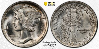 PCGS Graded MS62 United States 1918-D Mercury Dime 10C Silver Uncirculated Coin - Image 2