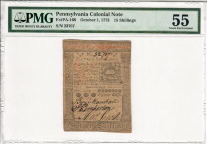 PMG PENNSYLVANIA COLONIAL NOTE 15 shillings