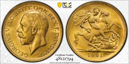 PCGS Graded MS62 Australia 1931-P Perth Sovereign Uncirculated Gold Coin - Image 2