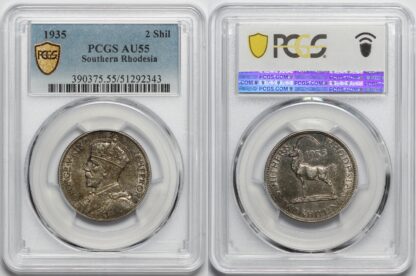 PCGS Graded AU55 Southern Rhodesia 1935 2 Shillings KM# 4 aUnc Silver Coin - Image 3