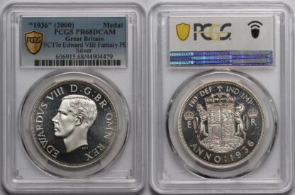 PCGS PR68DC Great Britain "1936" FC17e Edward VIII Silver Fantasy Crown Top Pop - Image 3