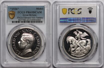 PCGS Graded PR65DCAM Great Britain "1936" FM-2b Edward VIII Silver Fantasy Crown - Image 3