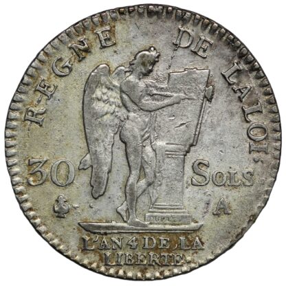 France 1792-A 30 Sols Louis XVI Paris Mint KM# 606.1 World Silver Coin - Image 3
