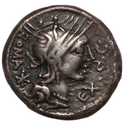 Ancient Roman Republican Silver Coin M. Sergius Silus 116-115 BC AR Denarius - Image 2