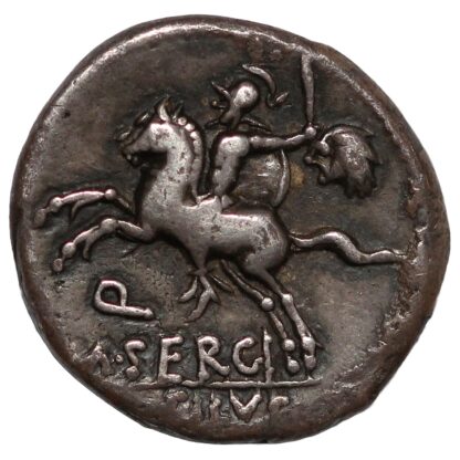Ancient Roman Republican Silver Coin M. Sergius Silus 116-115 BC AR Denarius - Image 3