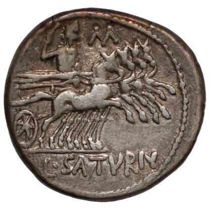 Ancient Roman Republican Silver Coin L. Appuleius Saturninus 104 BC AR Denarius - Image 3