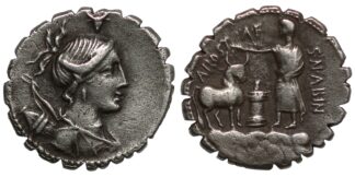 A. Postumius Albinus AR Serratus Denarius