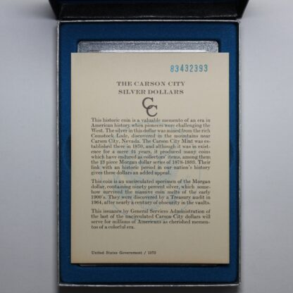 United States 1883-CC GSA Morgan $1 Uncirculated Silver Dollar Coin w Box & Cert - Image 3