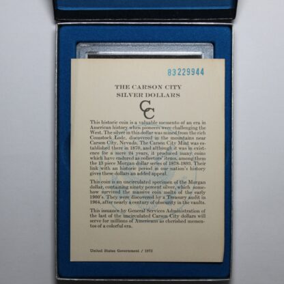 United States 1883-CC GSA Morgan $1 Uncirculated Silver Dollar Coin w Box & Cert - Image 3