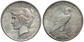 United States USA 1922 Peace Dollar $1 Philadelphia Mint World Silver Coin