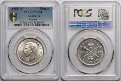 PCGS Graded MS64 Australia 1951 Federation Jubilee Florin Choice Unc Silver Coin - Image 2