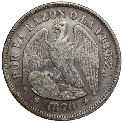 Chile 1870-So 50 Centavos Santiago Mint KM# 139 World Silver Coin - Image 2
