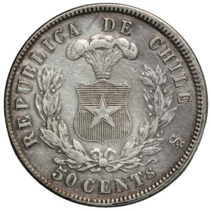 Chile 1870-So 50 Centavos Santiago Mint KM# 139 World Silver Coin - Image 3