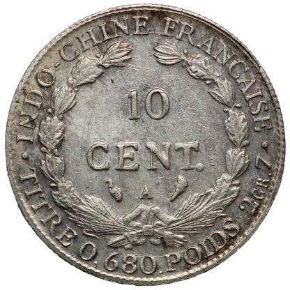 French Indo-China 1925-A 10 Cents Paris Mint KM# 16.1 World Silver Coin - Image 3