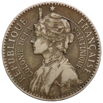 Martinique 1897 1 Franc French Colony Josephine KM# 41 World Coin - Image 2